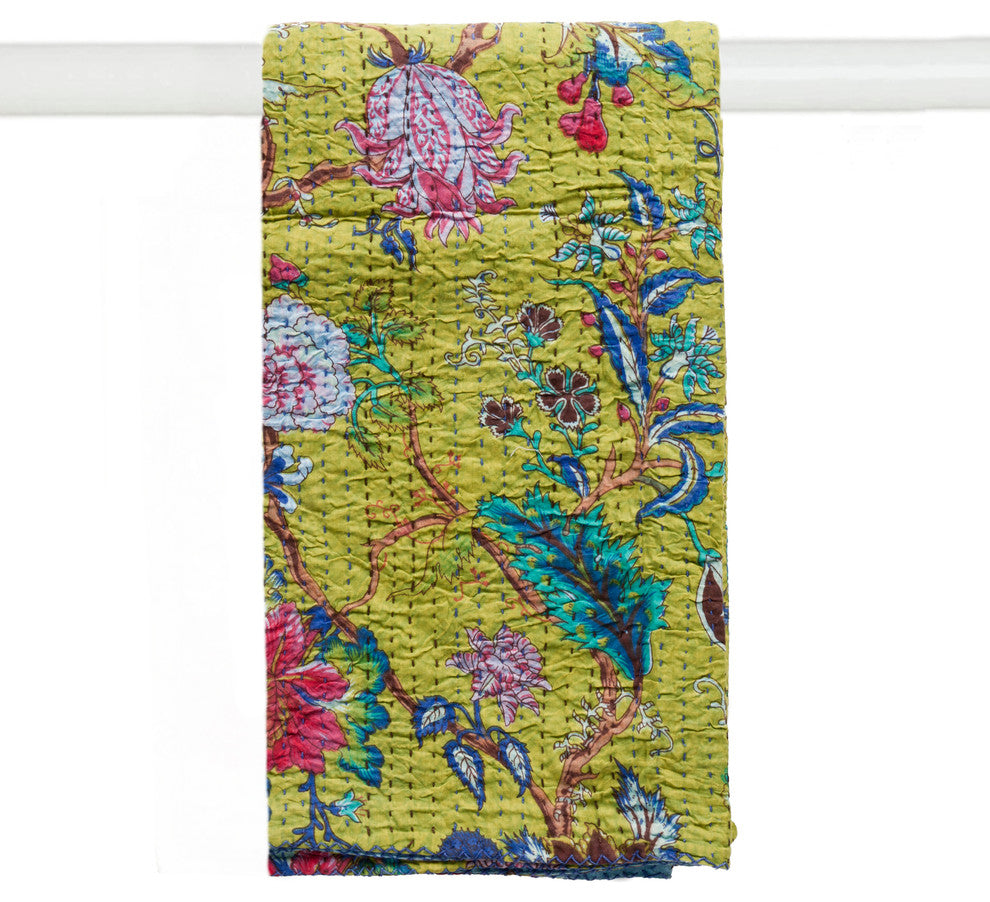 Kantha Cotton Bed Runner, 18"x72"
