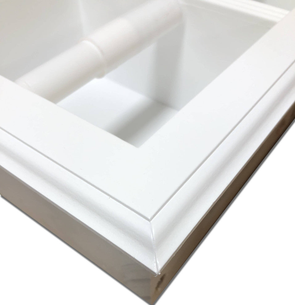 Bayshore Recessed Solid Wood Double Toilet Paper Holder 13.25x8.5, White Enamel