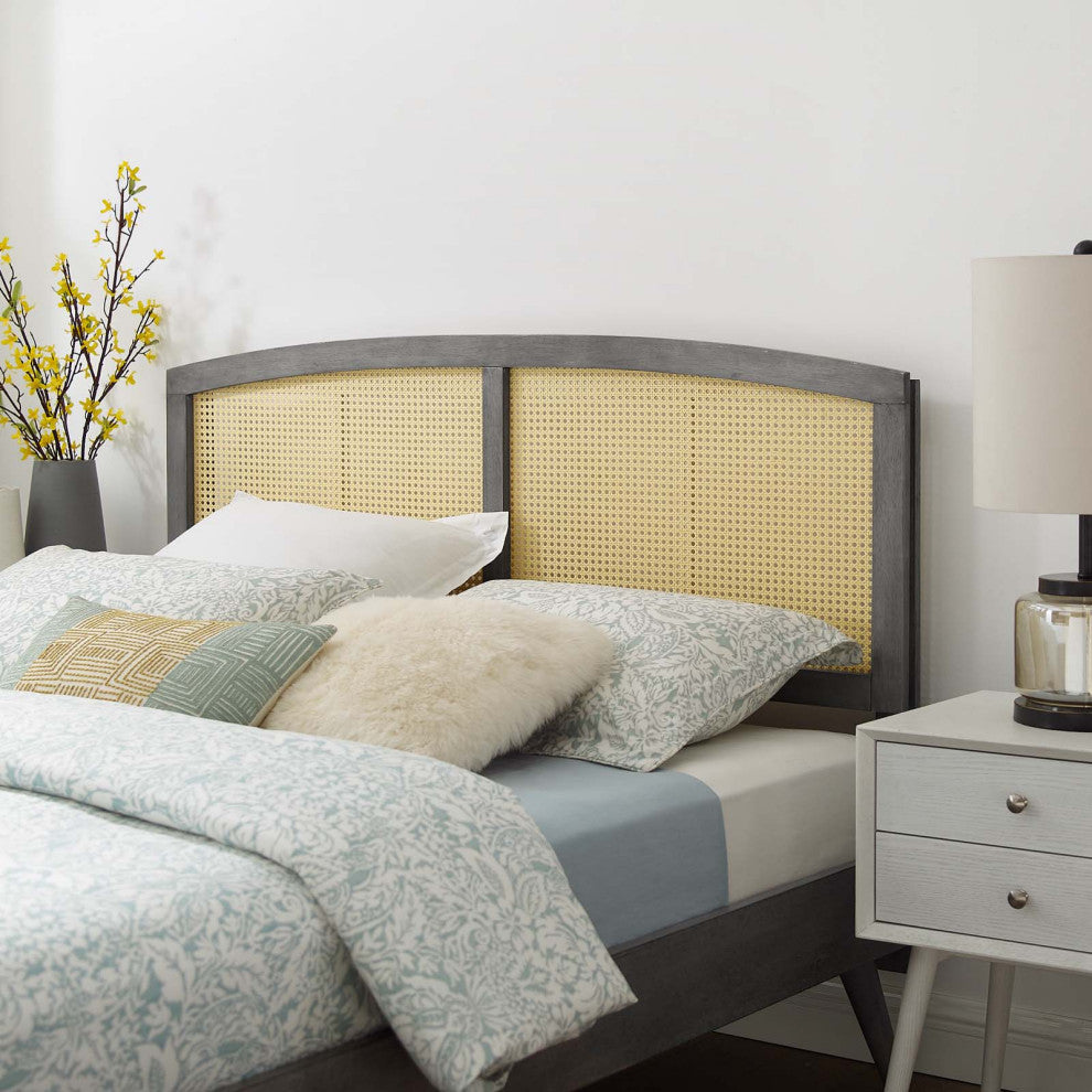 Headboard, Full Size, Wood, Gray, Modern Mid-Century, Bedroom Master Suite