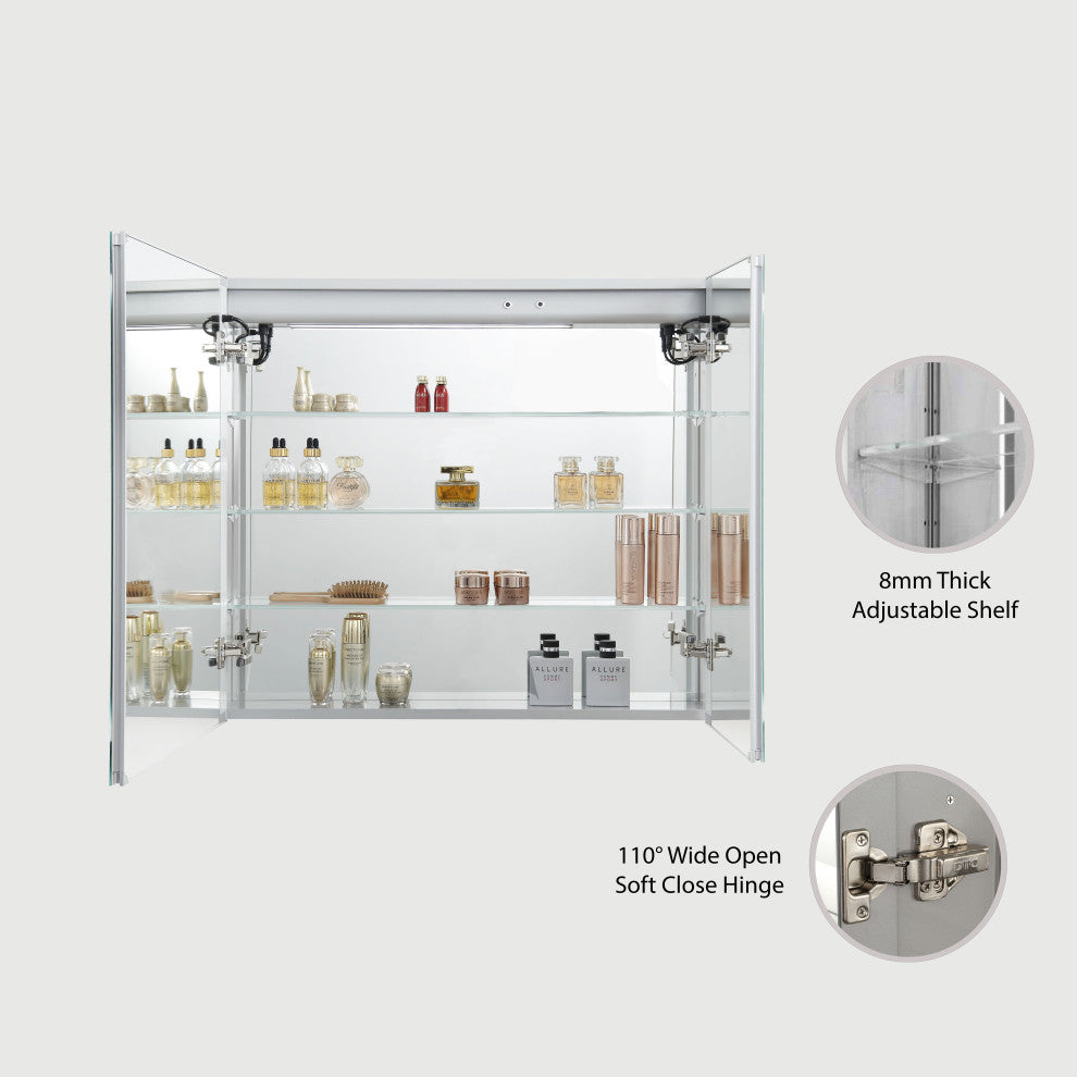 LED Medicine Cabinet With Defogger, 36x32