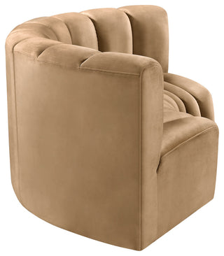 Arc Velvet Upholstered 3-Pc. Inward Curved Modular Sectional, Camel