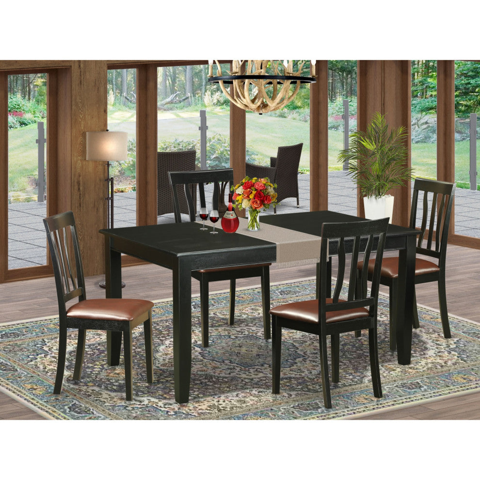 Duan5-Blk-Lc 5-Piece Dinette Set Table And 4 Dining Chairs