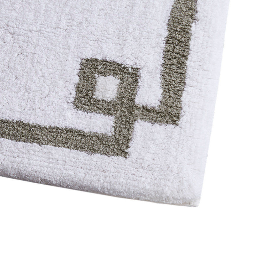 Madison Park Evan High Pile Bordered Bathroom Rug, Blue, White, Runner