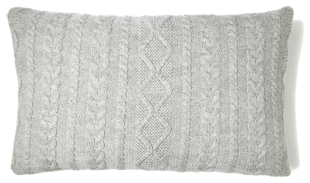 Howard Cable Rectangle Pillow, Heather Grey, 12"x20"