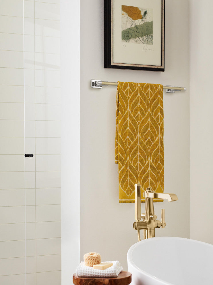 Amerock Esquire Contemporary Towel Bar, Polished Nickel/Golden Champagne, 24" Ce