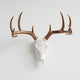 Faux Deer Skull Native American Carving Wall Decor, White and Bronze