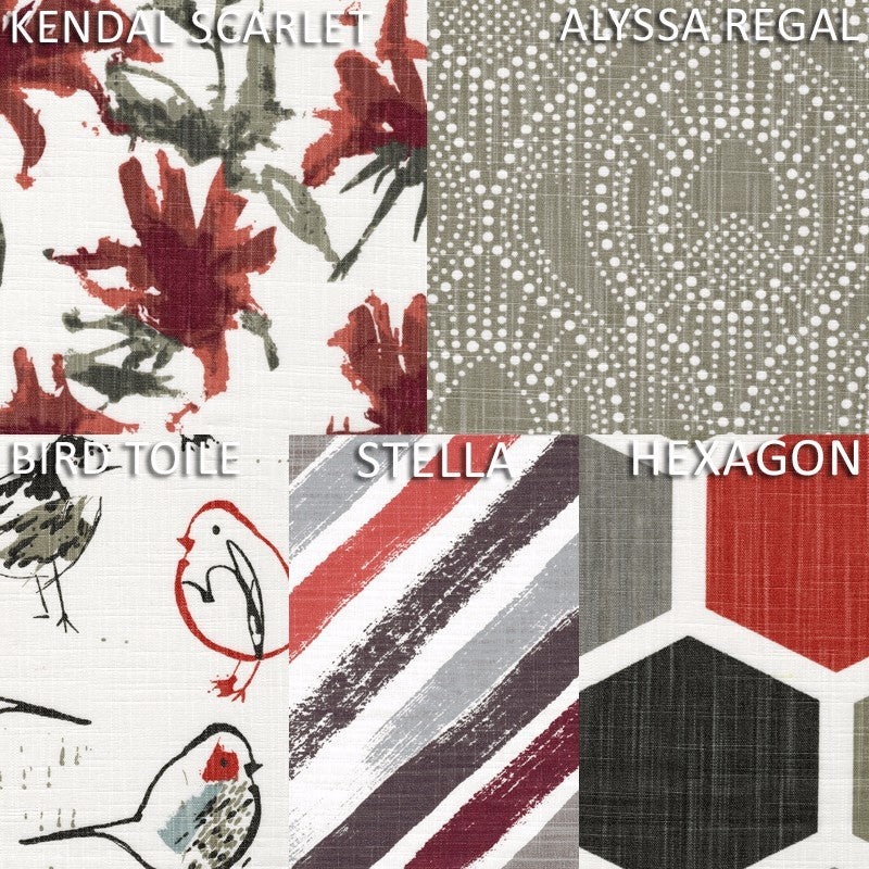Bird Toile Scarlet Red Chinoiserie 72" Shower Curtain Cotton Linen Unlined