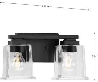 Gilmour Collection 2-Light Matte Black Clear Glass Bath Vanity Light