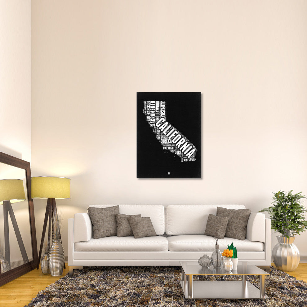 "California Black and White Map" Fine Art Print