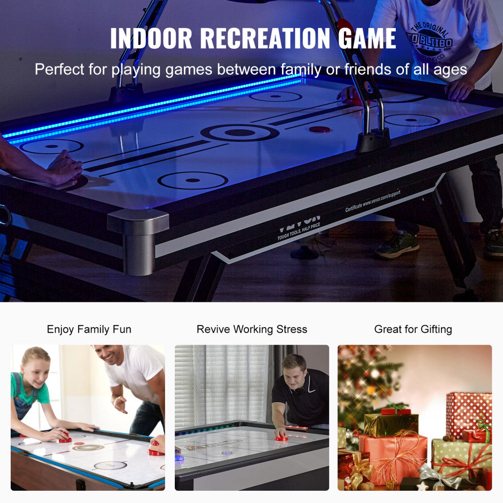 VEVOR 89" Air-Powered Hockey Table Sport Hockey Game Pushers Pucks LED Scoring