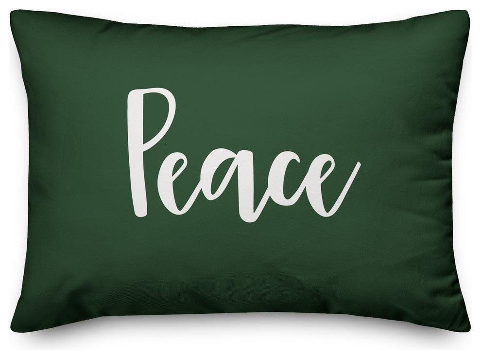 Peace, Dark Green 14x20 Lumbar Pillow