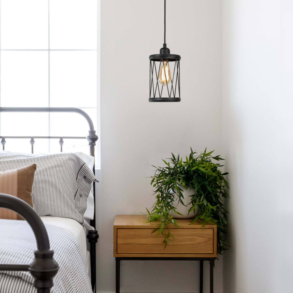 LNC Modern 1-Light Brushed Black Pendant, Kitchen Island Light