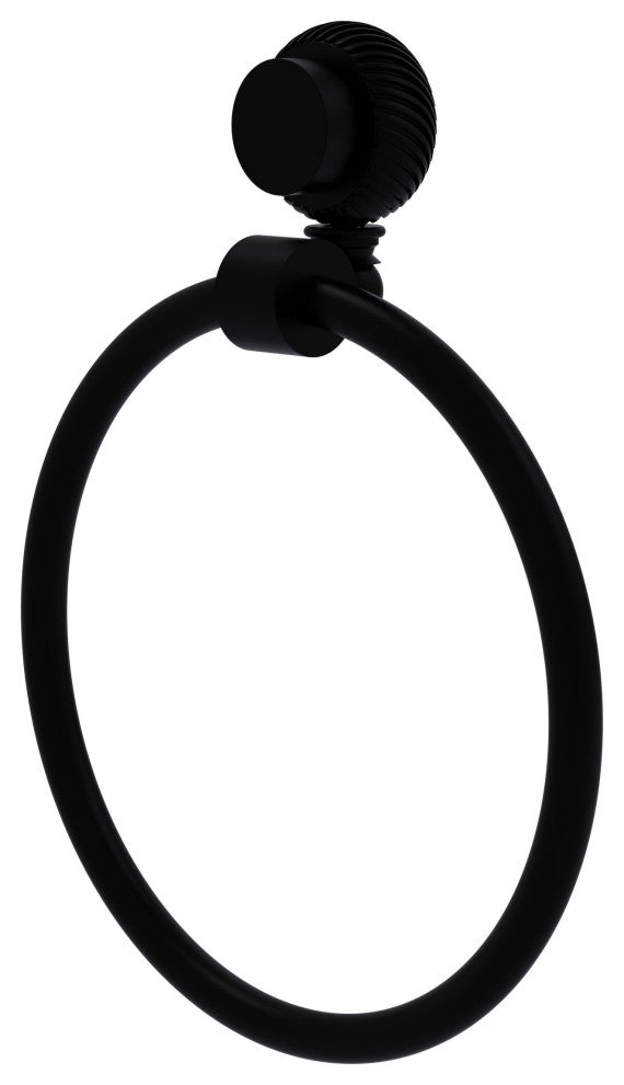 Venus Towel Ring With Twist Accent, Matte Black