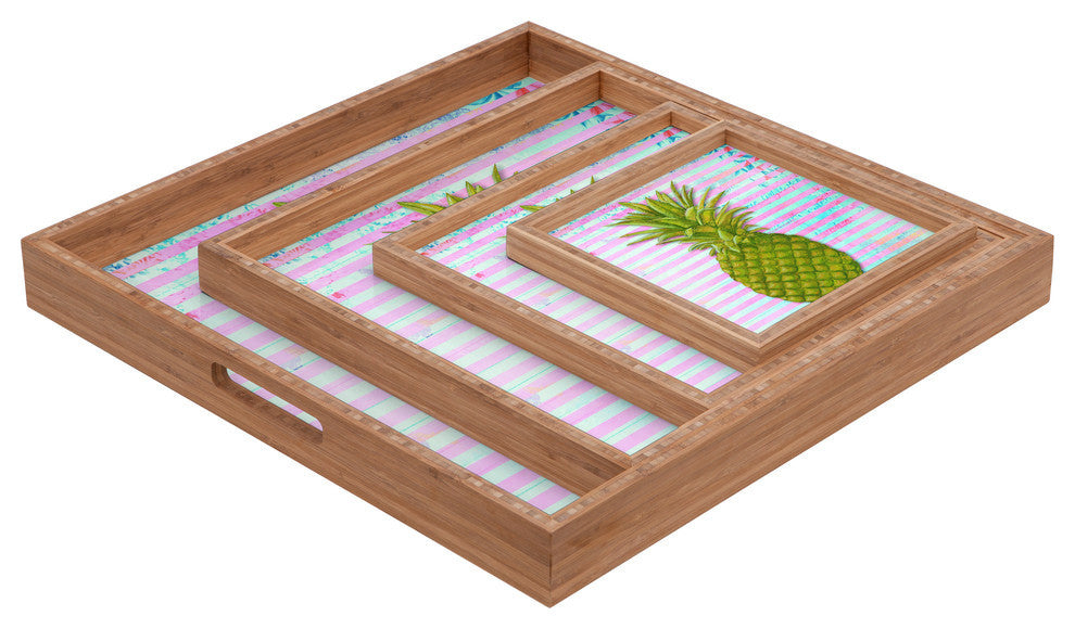 Deny Designs Madart Inc Striped Pineapple Square Tray