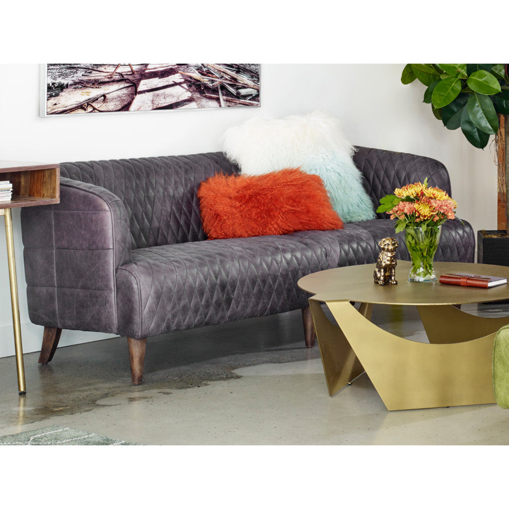 First of A Kind Magdelan Tufted Leather Sofa Nimbus Black Leather