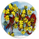 Lettering And Yellow Spring Flowers, Floral Round Metal Wall Art, 38"