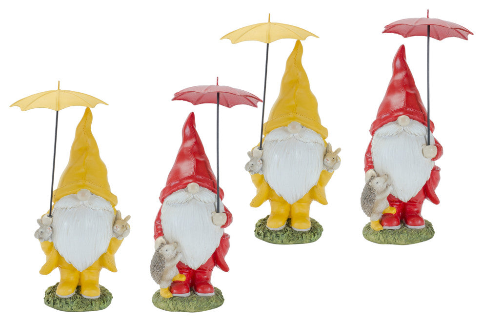 Gnome With Umbrella, 4-Piece Set