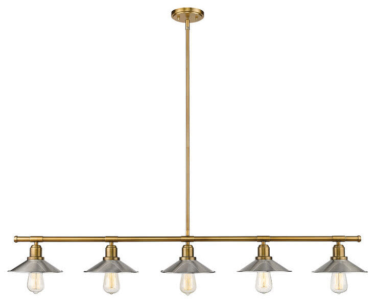 Z-Lite 613-5L Casa 5 Light 51.5"W Linear Chandelier - Factory Brass / Brushed