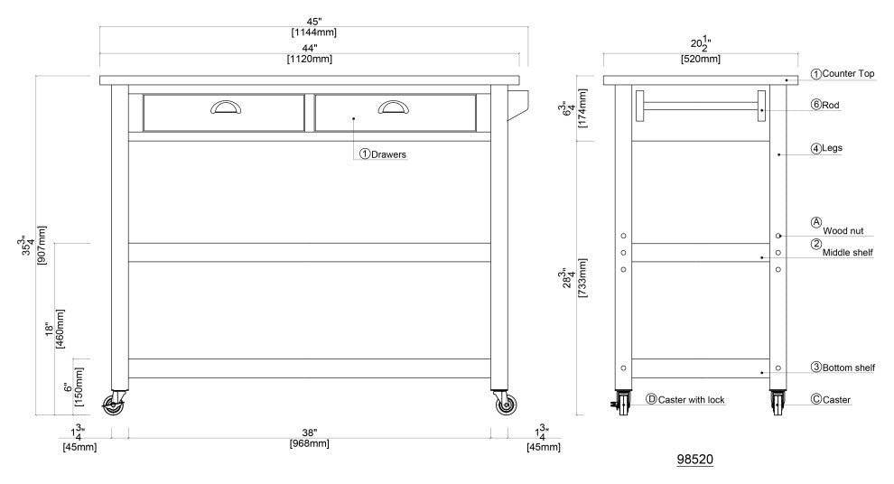 Sonoma Kitchen Cart, Storm Gray Wire-Brush