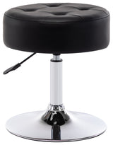 Round Swivel Faux Leather Vanity Stool, Black, Standard