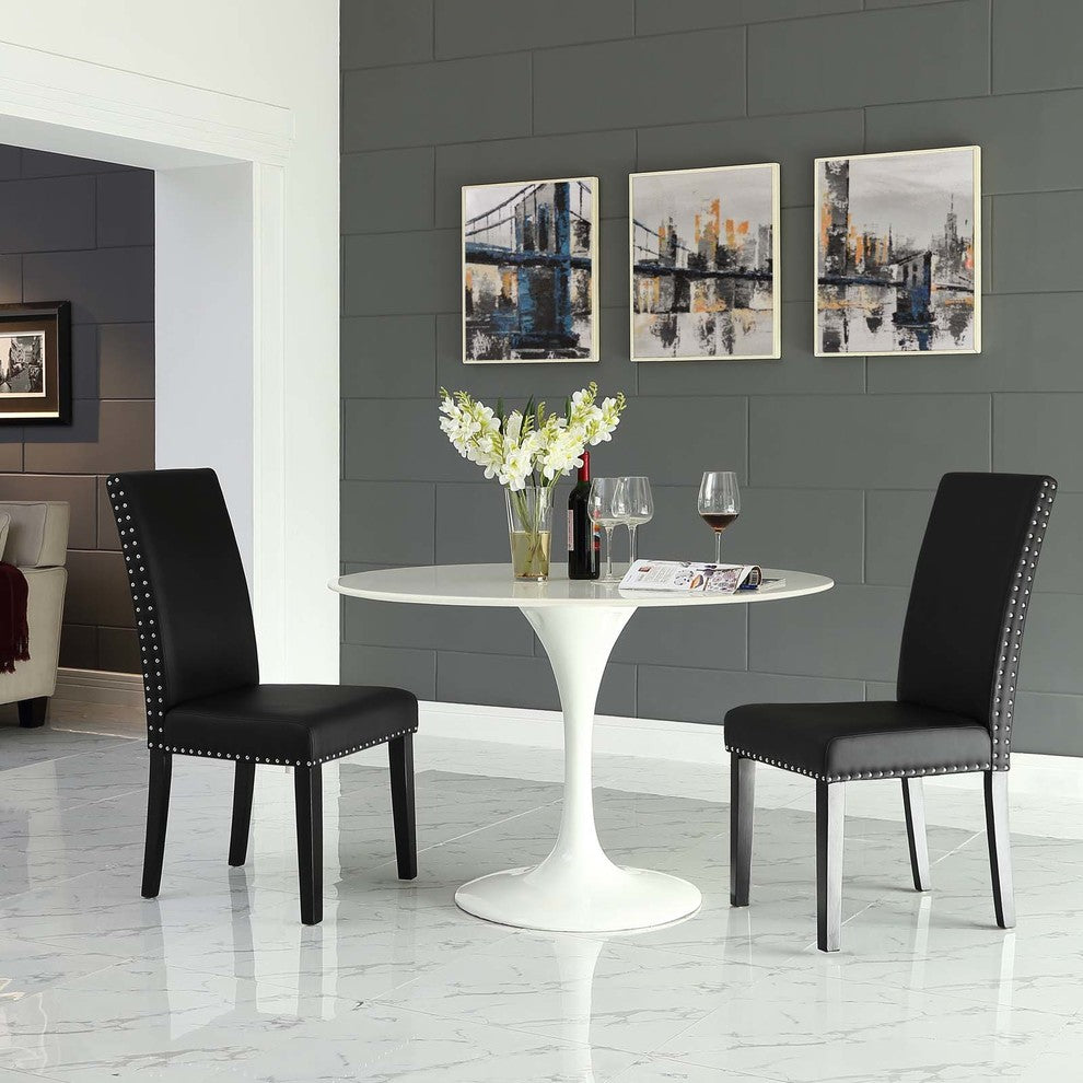 Parcel Dining Side Chair Vinyl Set of 2, Black