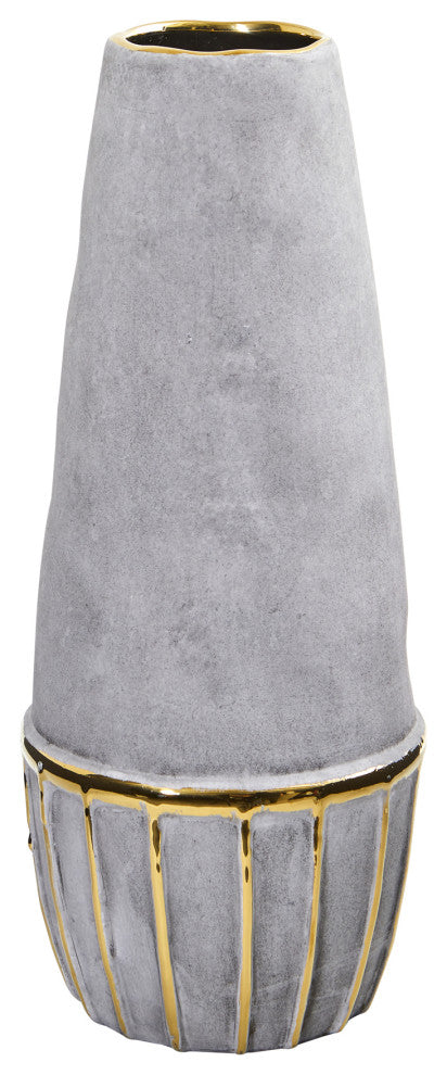 15 Regal Stone Decorative Vase with Gold Accents