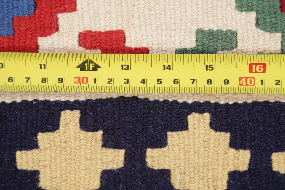 Southwestern Kilim Shiraz Geometric Hand-Woven Wool Oriental Rug, Orange, 5x7
