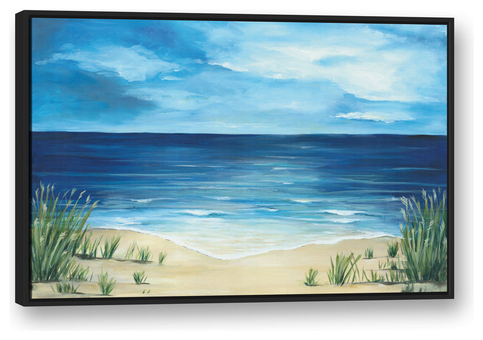 Peaceful Beach Scene 32x48 Black Floating Framed Canvas