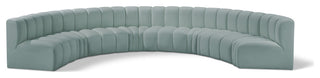 Arc Vegan Leather Upholstered 8-Pc. Inward Curved Modular Sectional, Green