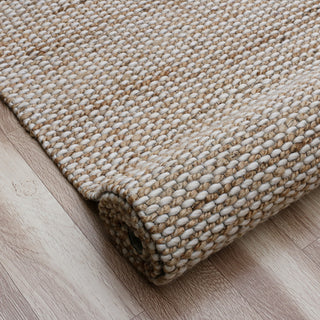 Crest Beige/Natural Rustic Striped Handmade Jute/Wool Blend Area Rug, 8' x 10'