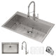 Stark 33" Drop-In Undermount Kitchen Sink, Pulldown Faucet, Stainless Steel