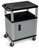 Luxor Tuffy Black 3-Shelf AV Cart With Nickel Legs and Cabinet, 34"