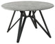 Modern Dining Table, Butterfly Shaped Metal Base With Round Faux Concrete Top