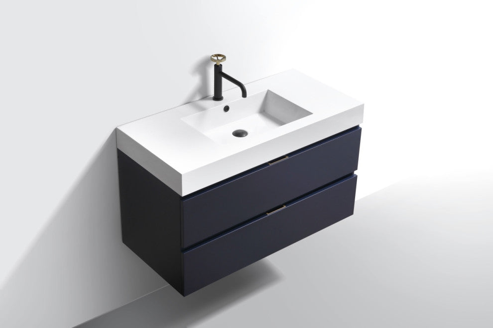Bliss 40" Blue Wall Mount Modern Bathroom Vanity