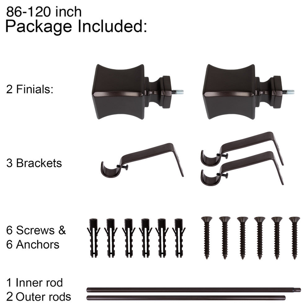 UTOPIA ALLEY 3/4 Inch Curtain Rod - Curtain Rods For Windows, Oil Rubbed Bronze, 86"-120"