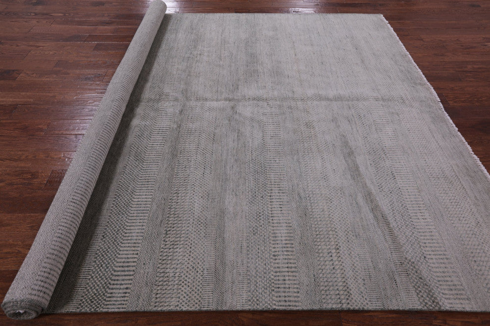 8' 2" X 10' 2" Hand Knotted Savannah Gabbeh Wool and Silk Rug Q4556