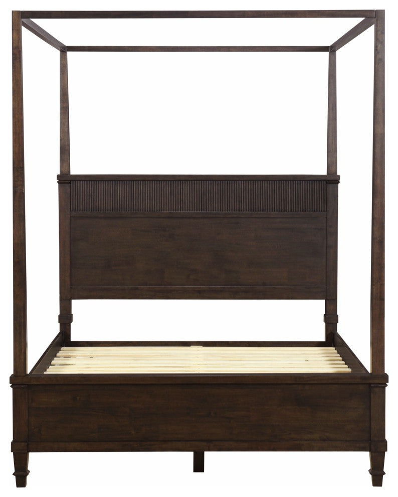 Martha Stewart Kenna Bed, Console Table, Nightstand, Dark Coffee, Bed-Queen Size