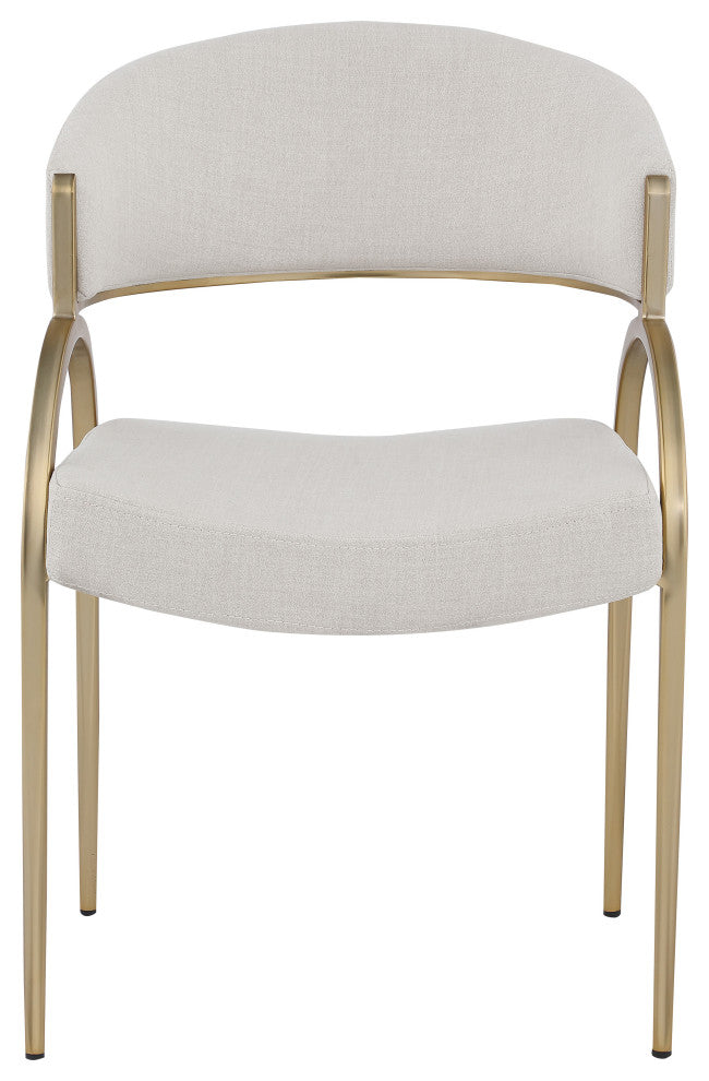 Privet Dining Chair (Set of 2), Beige, Brushed Brass Finish