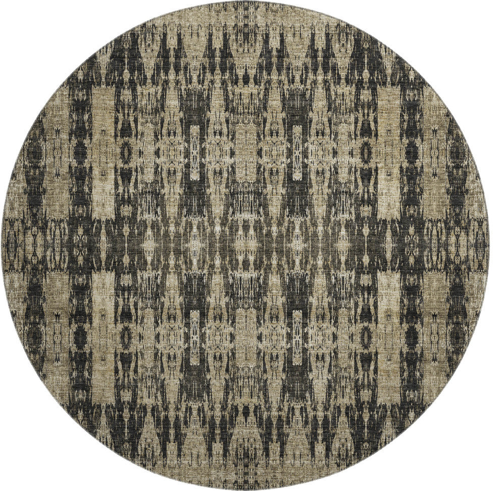Premium Machine Washable Mayfield AMF580 Black 8' x 8' Round Rug