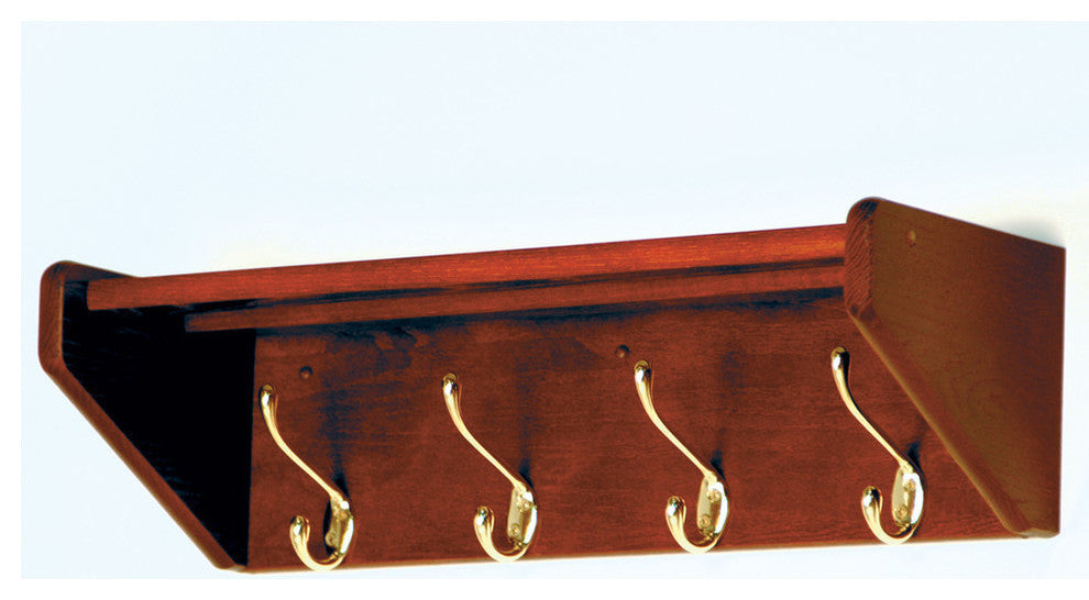 4 Hook Shelf, Mahogany