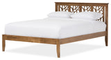 Trina Contemporary Tree Branch Inspired Walnut Wood Queen Size Platform Bed