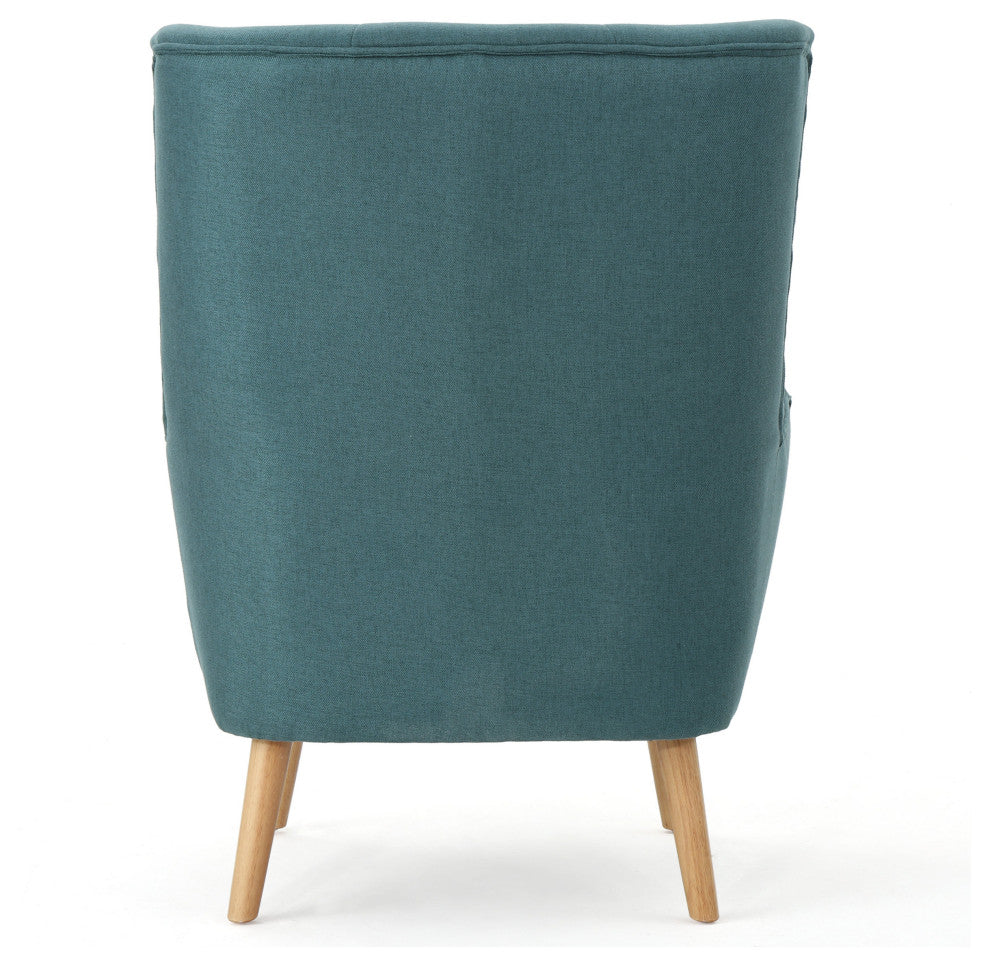 GDF Studio Temescal Mid Century Modern Dark Teal Fabric Club Chair, Dark Teal