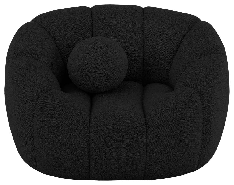 Elijah Boucle Fabric Upholstered Chair, Black
