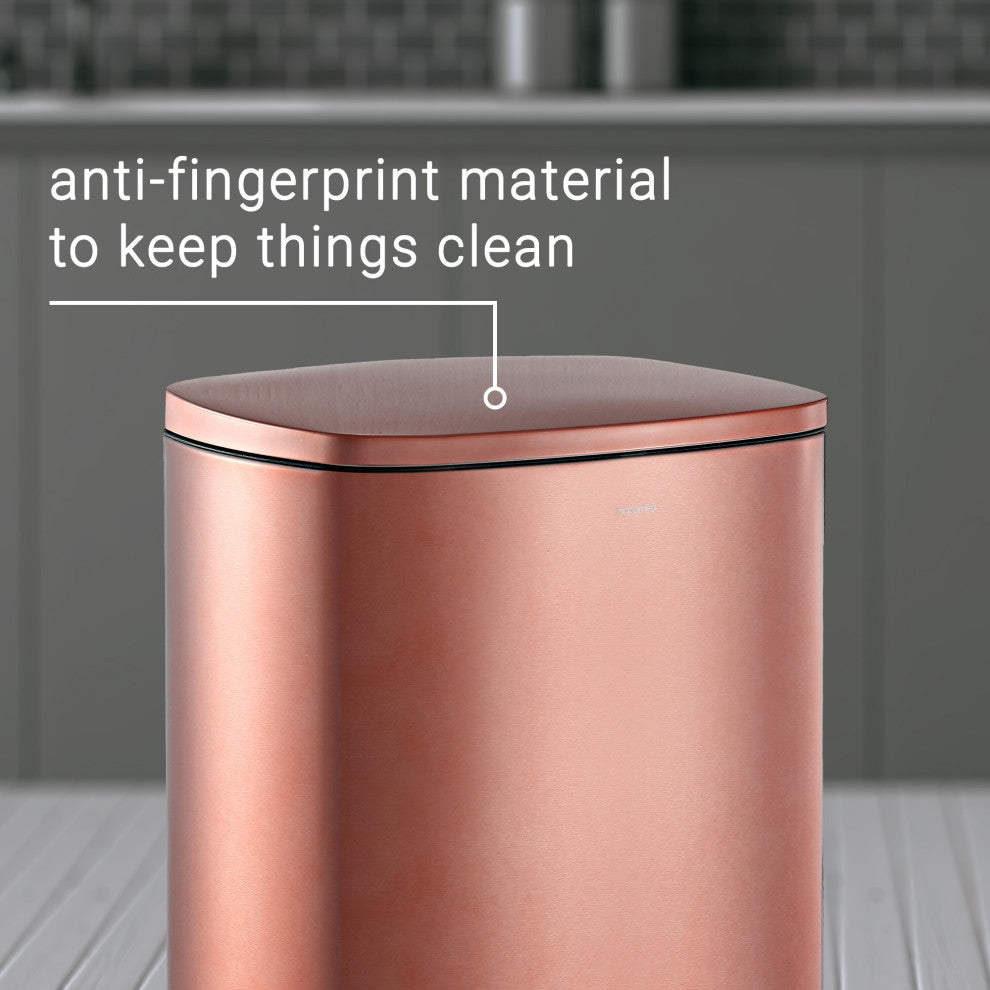 Connor 13-Gallon Trash Can With Soft-Close Lid and Mini Trash Can, Rose Gold