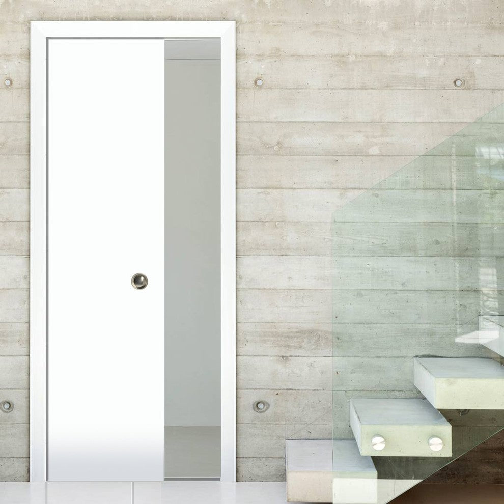 Sliding Pocket Door 24 x 80 & Hardware Frames | Planum 0010 White Silk