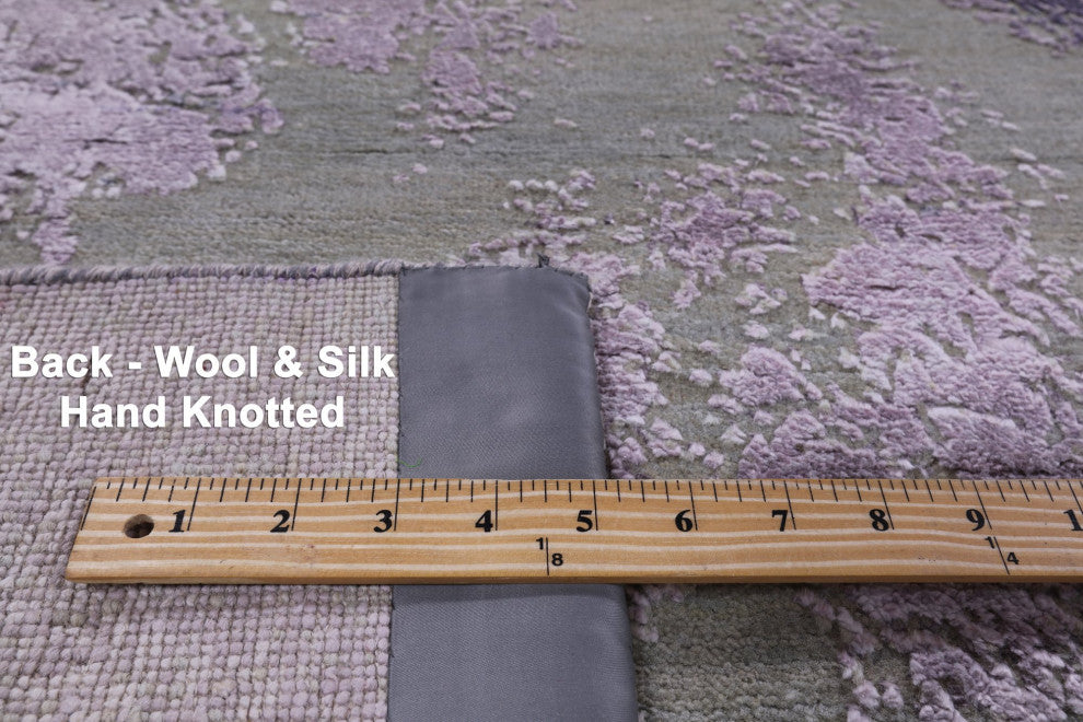 Wool and Silk Abstract Handmade Rug 7' 11" X 10' 3" Q8697