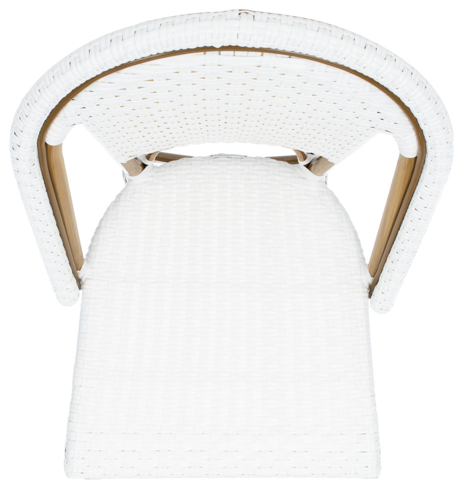 Safavieh Salcha Indoor-Outdoor Stackable Side Chairs, Set of 2, White/Light Brown