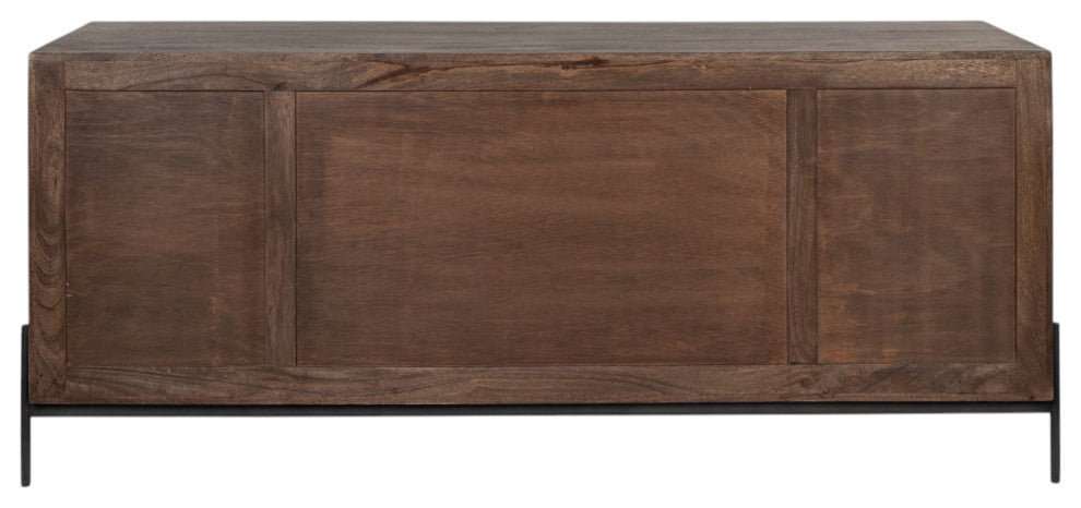 72" Brown Solid Wood Six Drawer Sideboard With 2-Doors