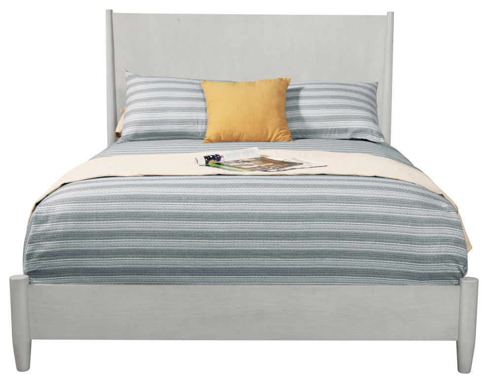 Flynn Mid Century Modern California King Panel Bed, Gray