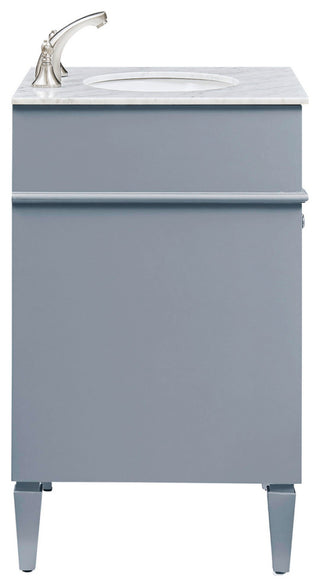 Home Living Vanity with Carrara White Marble Countertop, Gray, 24", Single Sink